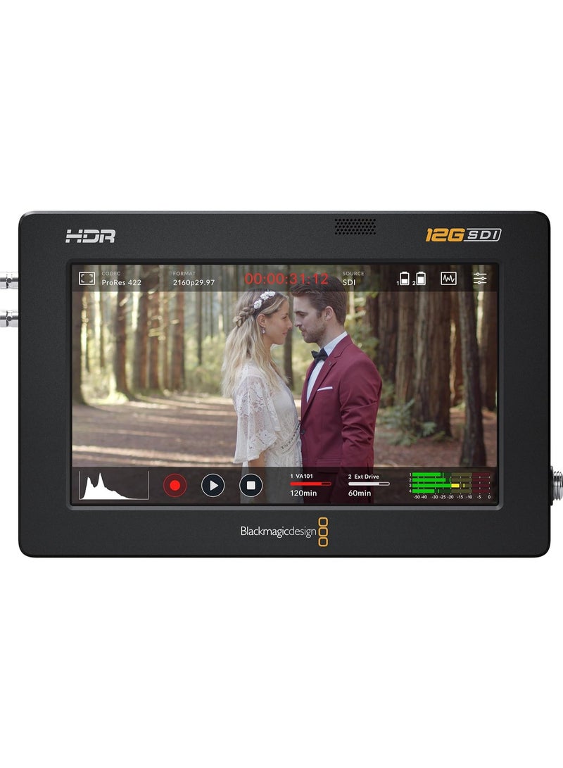 Blackmagic Design Video Assist 5" 12G HDR Monitor Recorder – 2500 Nit HDR Touchscreen, 12G-SDI & HDMI 2.0, DCI/UHD 4K 10-Bit ProRes & DNxHD, 3D LUT Support, Waveform Vectorscope, Dual L-Series Battery, USB-C Recording - Image 1